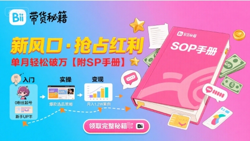 B站哔哩哔哩带货秘籍，新风口，抢占红利，单月轻松破万【附SOP手册】-整合资源网