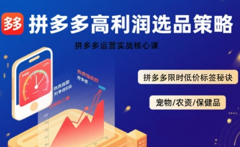 拼多多选品暴利技术实战课，拼多多高利润选品策略，拼多多限时低价标签秘诀-整合资源网