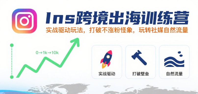 Ins跨境出海训练营，实战驱动玩法，打破不涨粉怪象，玩转社媒自然流量-整合资源网