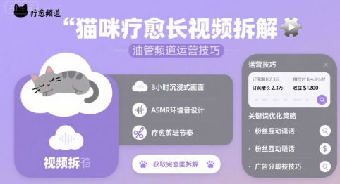 猫咪疗愈长视频拆解 &油管频道运营技巧-整合资源网