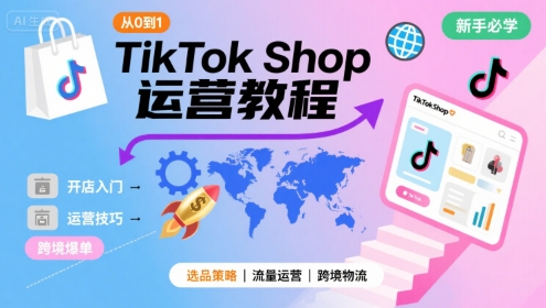 TikTok Shop从0到1运营教程，TikTok跨境电商新手必学课程-整合资源网