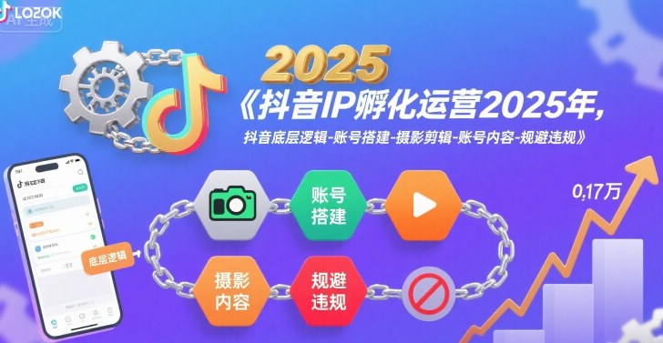 抖音IP孵化运营2025年，抖音底层逻辑-账号搭建-摄影剪辑-账号内容-规避违规-整合资源网