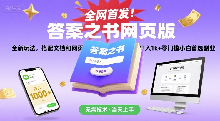 全网首发！答案之书网页版，全新玩法，搭配文档和网页，日入1k+零门槛小白首选副业【揭秘】-整合资源网