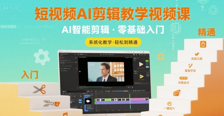 短视频AI剪辑教学视频课，入门到精通-整合资源网