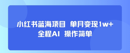 小红书蓝海项目 单月变现1w+ 全程AI 操作简单-整合资源网