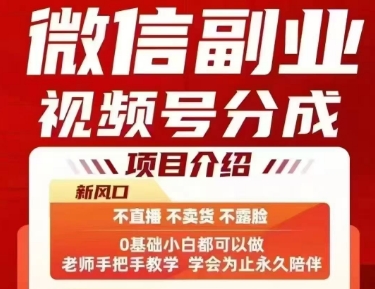 微信副业视频号分成，不直播 不卖货 不露脸，三五分钟即可完成一条作，每日收益几十、几张不等-整合资源网