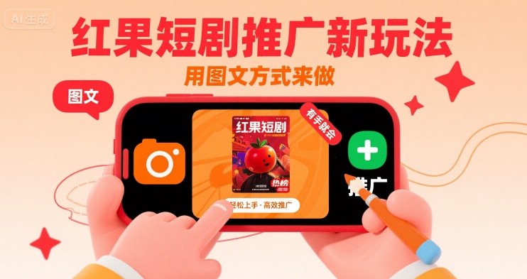 红果短剧推广新玩法，用图文方式来做，有手就会-整合资源网