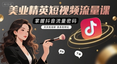 美业精英短视频流量课，掌握抖音流量密码，天天有询单，条条有转化-整合资源网