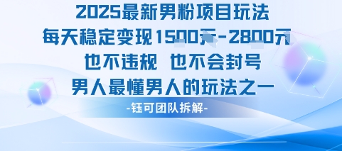 2025最新男粉项目玩法每天变现1k+也不违规也不会封号男人最懂男人的玩法-整合资源网