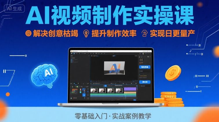 Ai视频制作实操课，解决创意枯竭、效率低下痛点，实现日更量产可持续变现-整合资源网