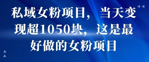 私域女粉项目，当天变现超1k，这是最好做的女粉项目，可放大操作-整合资源网