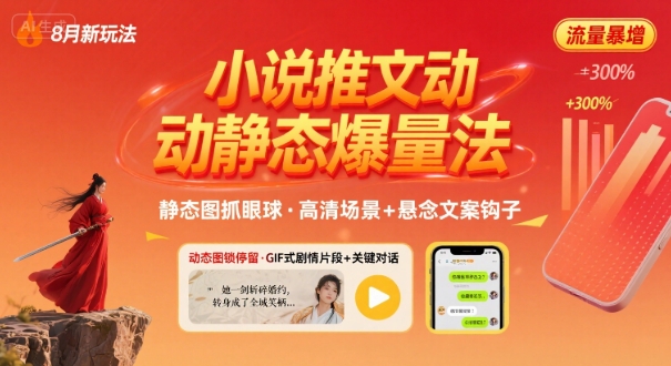 8月小说推文全新玩法，动静态图片+搭配小说文案爆量玩法-整合资源网