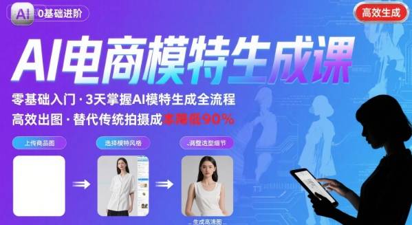 AI模特进阶课程，0基础高效生成逼真电商模特图-整合资源网