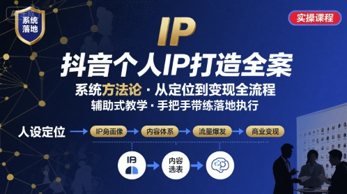 抖音个人IP系统落地实操大课，实操课程，辅助落地-整合资源网