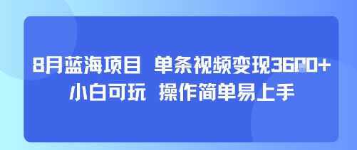 8月AI蓝海项目，单条视频变现1k+ 小白可玩 操作简单易上手-整合资源网