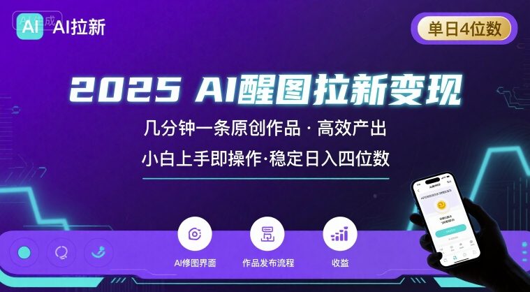 2025最强AI醒图拉新，几分钟一条原创作品，单日收入4位数，小白也能上手操作-整合资源网