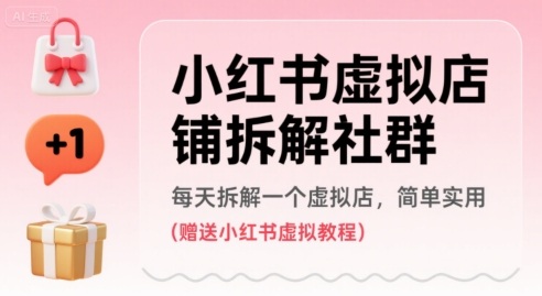 小红书虚拟店铺拆解社群，每天拆解一个虚拟店，简单实用(赠送小红书虚拟教程)-整合资源网