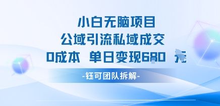 小白无脑项目公域引流私域成交0成本单日变现680米-整合资源网