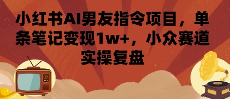 小红书AI男友指令项目，单条笔记变现1w+，小众赛道实操复盘-整合资源网