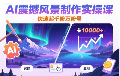 AI震撼风景制作实操课，快速起千粉万粉号-整合资源网