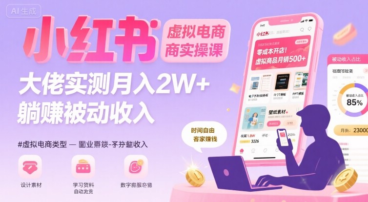 小红书虚拟电商，大佬实测月入2W+，实现被动收入-整合资源网