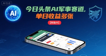 今日头条AI军事赛道，单日收益多张 ，手机可做【附指令】-整合资源网