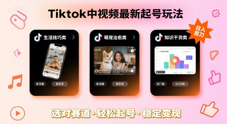 Tiktok中视频最新起号玩法，想要日入百刀，做好这几个赛道就可以了-整合资源网