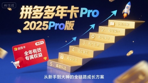 拼多多年卡2025Pro版，五大板块从认知到基础、从推广到活动、从活动到玩法-整合资源网