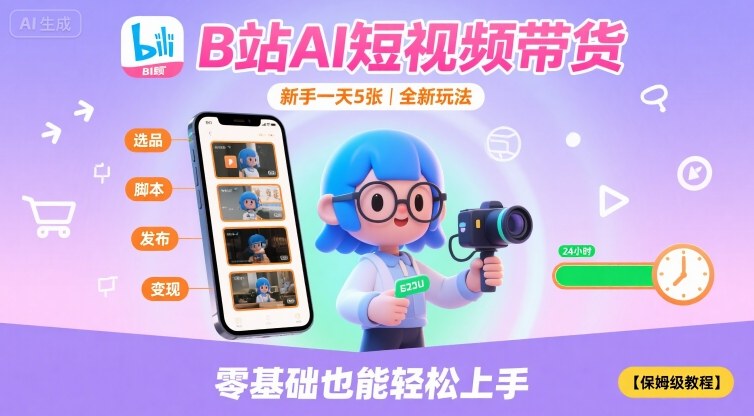 B站AI短视频带货，新手一天5张，全新玩法【保姆级教程】-整合资源网