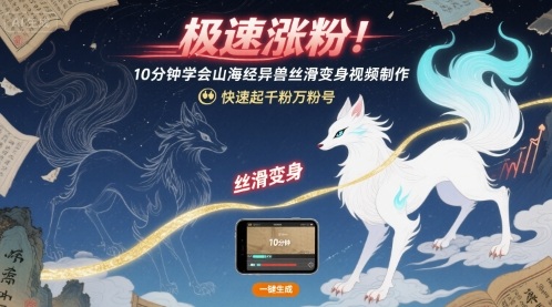 极速涨粉！10分钟学会山海经异兽丝滑变身视频制作，快速起千粉万粉号-整合资源网