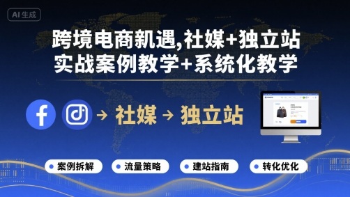 跨境电商新机遇，社媒+独立站，实战案例教学+系统化教学-整合资源网