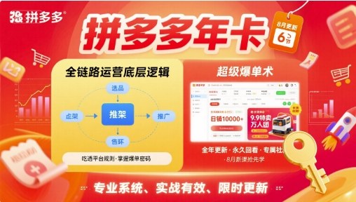 拼多多年卡【8月更新6节】拼多多全链路运营底层逻辑，超级爆单术-整合资源网