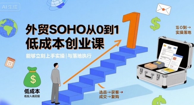 外贸SOHO从0到1低成本创业课，能够立刻上手实操与落地执行-整合资源网