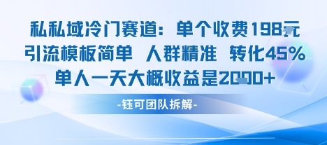 私域冷门赛道单个收费198米引流模板简单人群精准 45%的转化率单人一天大概收益多张-整合资源网