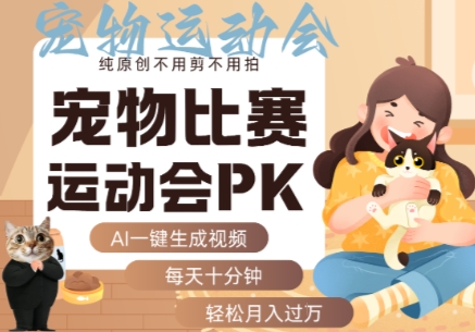 AI一键生成宠物比赛运动会PK视频，纯原创不用剪不用拍，每天十分钟，轻松月入过1W+-整合资源网