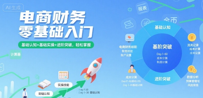 电商财务零基础入门，基础认知+基础实操+进阶突破，轻松掌握-整合资源网