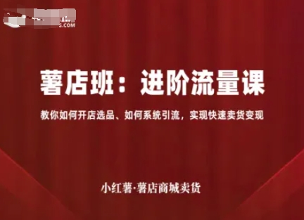 小红薯薯店商城卖货，进阶流量课，教你如何开店选品、如何系统引流，实现快速卖货变现-整合资源网