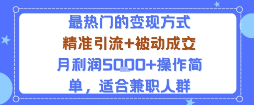 小众赛道玩法：当下最热门的变现方式，精准引流+被动成交月利润5k+操作简单，适合兼职人群-整合资源网