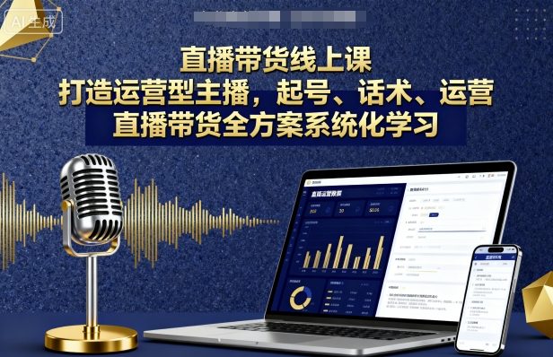 直播带货线上课，打造运营型主播，起号、话术、运营，直播带货全方案系统化学习-整合资源网