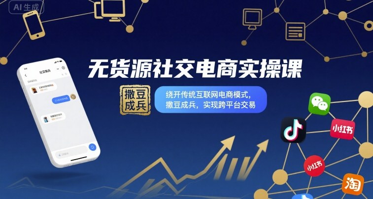 无货源社交电商实操课，绕开传统互联网电商模式，撒豆成兵，实现跨平台交易-整合资源网